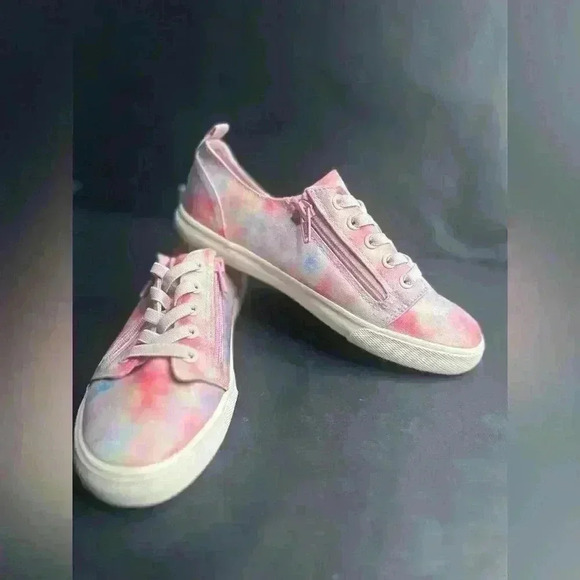 Cat & Jack Shoes Kids Girls Luka Double Zip Lace Up Sneakers Pink Fabric - Picture 2 of 11